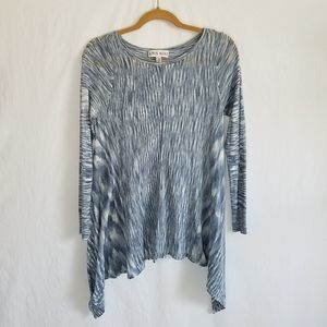 Knox Rose Long Sweater Tunic Blue Gray Sheer